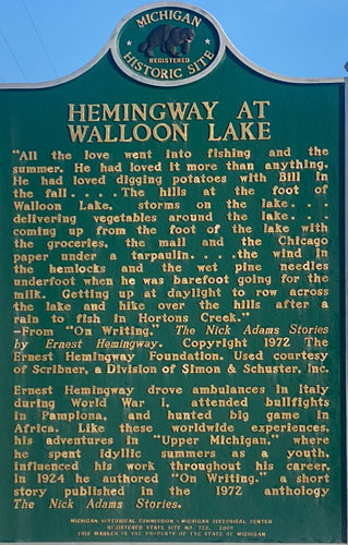 hemingway in michigan plaque quote