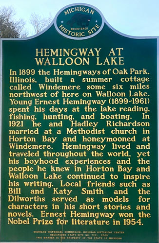 hemingway in michigan plaque story