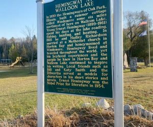 ernest hemingway plaque siqn in walloon lake mi