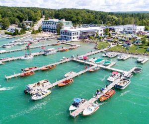 boats docked in walloon lake, michigan